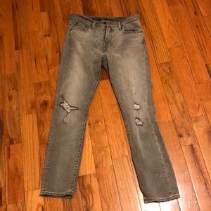 Levi’s 505c Gray Distressed High Rise Slim Jeans
